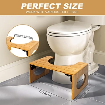 BQYPOWER Bamboo Toilet Stool 8 Inch Collapsible Stool