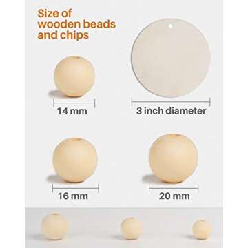 Wood Bead Garland with Tassels, 72 Inch Natural Wooden Beads Garland, 6 Feet Handmade Boho Farmhouse Decor, Coffee Table Decor