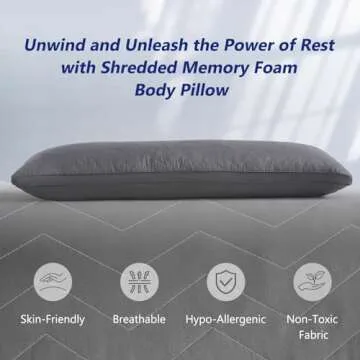 DOWNCOOL Quilted Memory Foam Body Pillow for All Sleepers