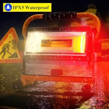 Tresda 100W COB Rechargeable Work Light, 7000LM Cordless LED Work Lights, Waterproof Portable Flood Light with Stand for Outdoor Camping, Hiking, Garage, Car Repairing, Workshop Job Site Lighting