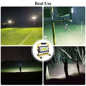 Tresda 100W COB Rechargeable Work Light, 7000LM Cordless LED Work Lights, Waterproof Portable Flood Light with Stand for Outdoor Camping, Hiking, Garage, Car Repairing, Workshop Job Site Lighting