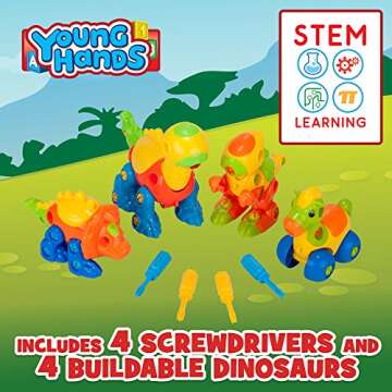 Creative Kids Build & Learn Dinosaur Take Apart Toy Set with Tools Interlocking STEM Educational Building Construction Kit for Preschool, Kindergarten, Boys & Girls Age 3+