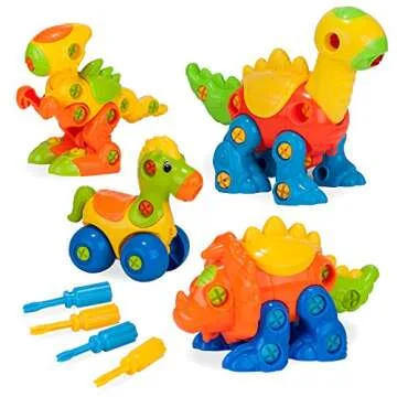 Creative Kids Build & Learn Dinosaur Take Apart Toy Set with Tools Interlocking STEM Educational Building Construction Kit for Preschool, Kindergarten, Boys & Girls Age 3+