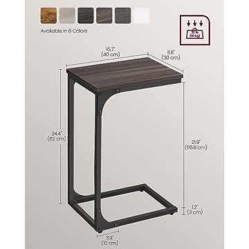 VASAGLE Stylish C-Shaped Side Table for Living Room