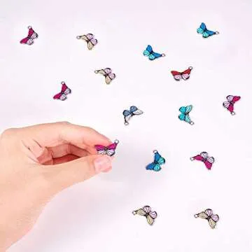 DIY Jewelry Charm Set with Enamel Butterfly Design