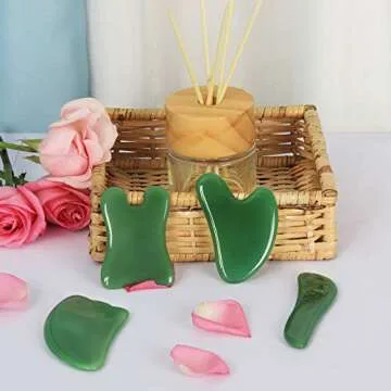 airogym Guasha Massage Tool，Natural Stone Gua Sha Board, 4PCS Guasha Stone Scraping Massage Sets for SPA Acupuncture Physical Therapy Muscle Knots Facial Caring Point Treatment