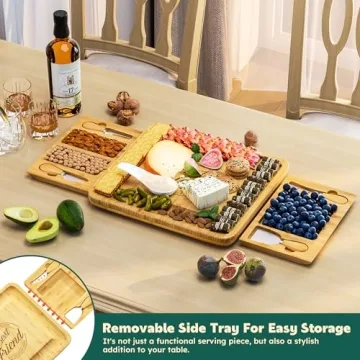 Bamboo Charcuterie Board Set with Slide-Out Drawer