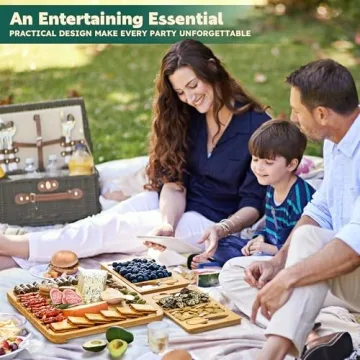 Bamboo Charcuterie Board Set with Slide-Out Drawer