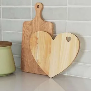 Patelai Valentine's Day Gifts Heart Shaped Cutting Board Acacia Wood Bread Board Cheese Serving Plat...