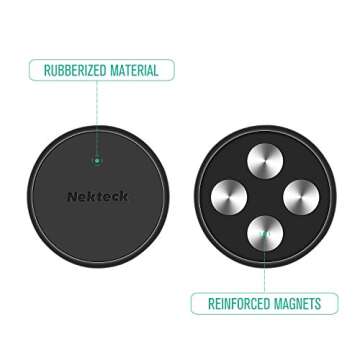 Nekteck Universal Stick on Flat Magnetic Car Mount Phone/Key Holder for iPhone X/8/7 6S/ 6 6 Plus, SE, Galaxy S9/S8 S6/S7 Note 9 8 5, LG G7 G6, Pixel 3/2 XL Nexus 6P 5X, Echo Dot More [2Pack]