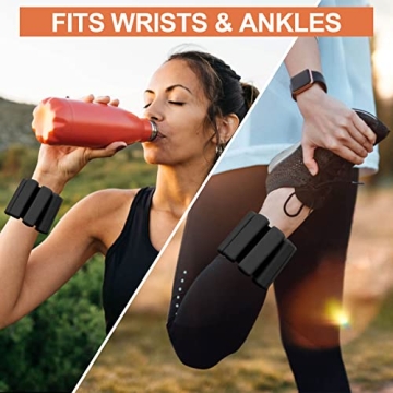 66FIT Wrist Ankle Weights Set of 2 (1Lb Each) Adjustable for Women Men Kids Increase Training Intensity Sets Strength Walking Running VR Sports Yoga Pilates Gym, Black