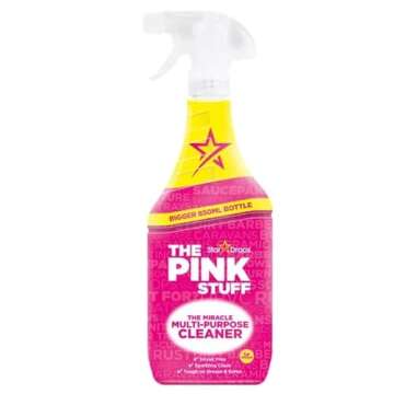 The Pink Stuff - The Miracle Cleaning Paste(850g), Multi-Purpose Spray(750ml), Cream Cleaner(500ml), Bathroom Foam(750ml) And 1 Microfiber Cloth(Color may vary) Bundle