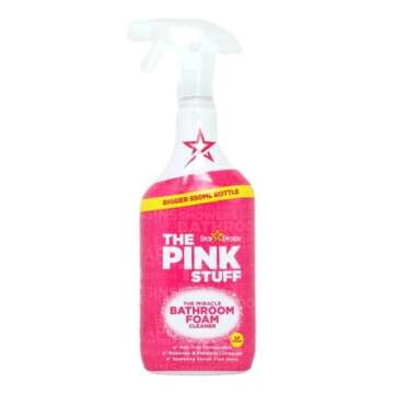 The Pink Stuff - The Miracle Cleaning Paste(850g), Multi-Purpose Spray(750ml), Cream Cleaner(500ml), Bathroom Foam(750ml) And 1 Microfiber Cloth(Color may vary) Bundle