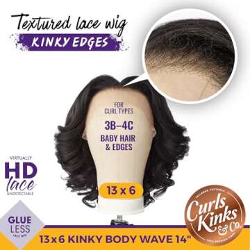 Sensationnel Curls kinksandco kinkyedges wig - kinky body wave 14 inch 13x6 lace frontal natural kin...