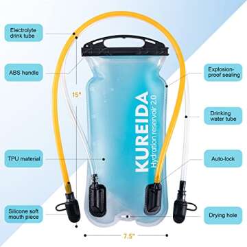 KUREIDA Dual Hydration Bladder 2 Liter,Water Bladder for Hiking Backpack Leak Proof,Water Reservoir ...