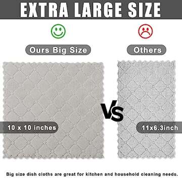 Homaxy 12 Pack Kitchen Dish Cloths (10 x 10 Inches, Grey), Super Soft and Absorbent Coral Velvet Dish Towels, Nonstick Oil Fast Drying Microfiber Cleaning Cloth, No Lint Household Dishcloths