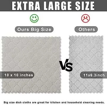 Homaxy 12 Pack Kitchen Dish Cloths (10 x 10 Inches, Grey), Super Soft and Absorbent Coral Velvet Dish Towels, Nonstick Oil Fast Drying Microfiber Cleaning Cloth, No Lint Household Dishcloths