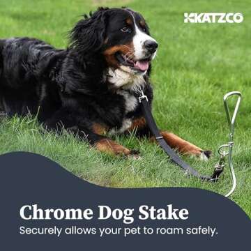 Katzco Dog Tie-Out Stake - Heavy Duty 16" Dog Stakes for Outside, Yard and Camping, Corkscrew Arrowh...