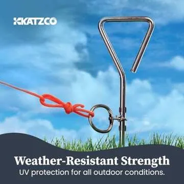 Katzco Dog Tie-Out Stake - Heavy Duty 16" Dog Stakes for Outside, Yard and Camping, Corkscrew Arrowhead Design with Tangle-Free 360 Swivel Hook - Water Resistant Pet Restraint Tool up to 80 lb Dogs
