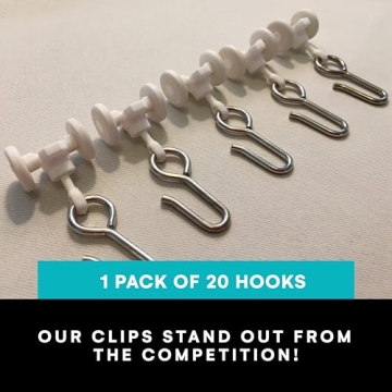 Room Dividers Now Curtain Track Roller Hooks 20 Pack