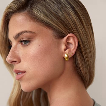 PAVOI 14K Yellow Gold Dome Hoop Huggies Sustainable Elegance