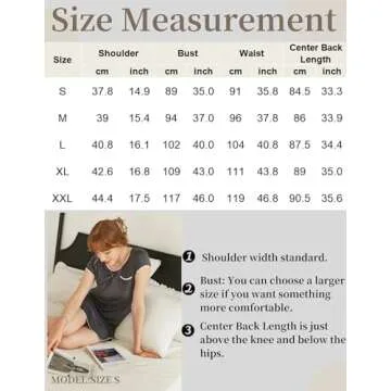 Ekouaer 2 Pack Nightgowns for Women Night Dress Short Sleeve Women's Sleepwear Sleep Shirts Soft Black+Leopard S