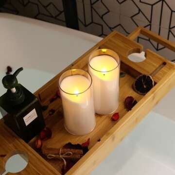 NURADA Flameless Candles with Remote Timer: 3D Wick Battery Operated Led Pillar Unbreakable Acrylic Fake Candle Set for Home Decoration Romantic Ambiance - Pure White 3 Pack