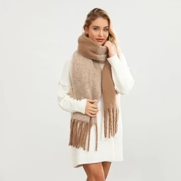 Yoawdats Women Winter Warm Scarf Elegant Contrast Color Shawl