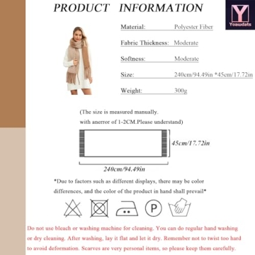 Yoawdats Women Winter Warm Scarf Elegant Contrast Color Shawl