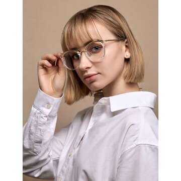 TIJN Blue Light Blocking Glasses, Computer Reading/Gaming/TV/Phones Glasses for Women Men,Anti Eyestrain & UV Glare