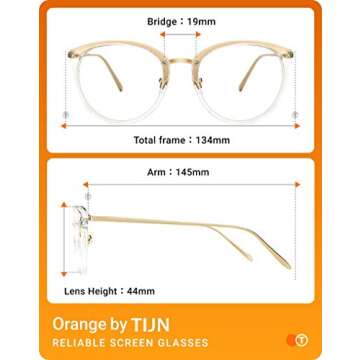 TIJN Blue Light Blocking Glasses, Computer Reading/Gaming/TV/Phones Glasses for Women Men,Anti Eyestrain & UV Glare