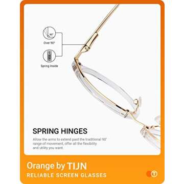 TIJN Blue Light Blocking Glasses, Computer Reading/Gaming/TV/Phones Glasses for Women Men,Anti Eyestrain & UV Glare