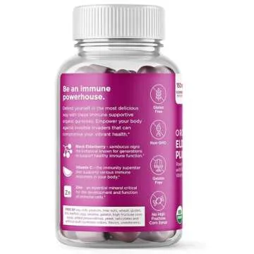 Hyland's Organic Elderberry Plus Gummies - Immune Support Supplement with ZINC & Vitamin C, 60 Vegan...