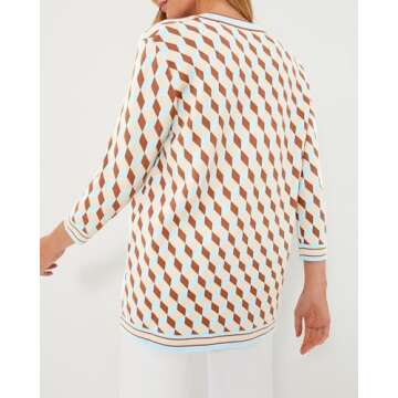 Kedera Women's 2024 Long Sleeve Knit Fall Cardigan Sweaters Button Down Open Front Checkered Soft Kn...