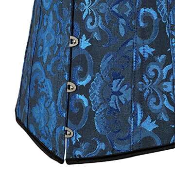 Zhitunemi Women's Plus Size Corset Lace Up Boned Jacquard Brocade Waist Training Underbust Corset for Women X-Small Black Blue