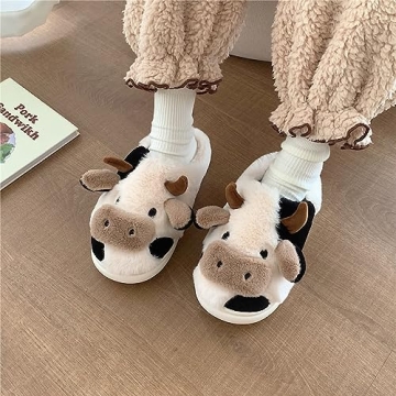 XIXITIAO Cow Slippers for Cozy Winter Comfort