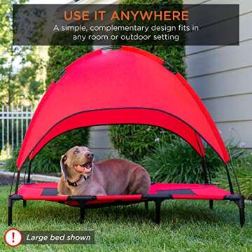 Best Choice Products 36in Elevated Cooling Dog Bed, Outdoor Raised Mesh Pet Cot w/Removable Canopy S...