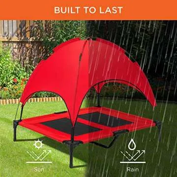Best Choice Products 36in Elevated Cooling Dog Bed, Outdoor Raised Mesh Pet Cot w/Removable Canopy Shade Tent, Carrying Bag, Breathable Fabric - Red