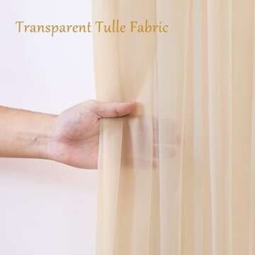 10x10 Champagne Tulle Backdrop Curtains for Weddings and Parties