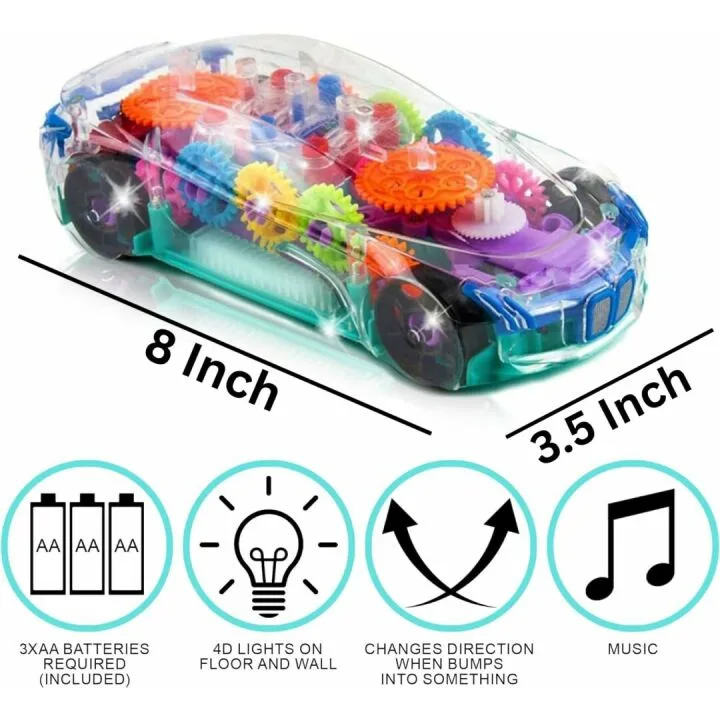 Light Up Transparent Sensory Car Toy for Kids