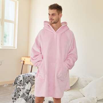 DaysU Wearable Blanket Hoodie Adult, Oversized Sherpa Sweatshirt for Women and Men, Two Pockets Hoodie Blanket