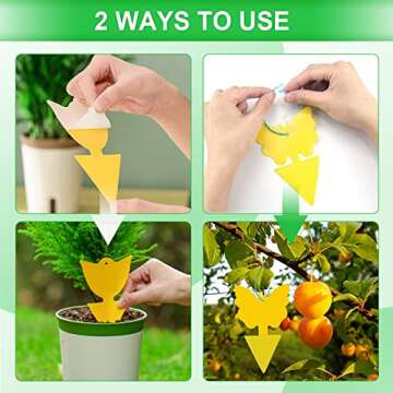 40 Pcs 5 Shapes Yellow Extremely Sticky Traps for Fungus Gnat, Fruit Fly, Fly, Whitefly, Flying Insect Catcher Traps for Houseplants, Kitchen, Indoor/Outdoor, Non-Toxic, Odorless, Pet and Kid Safe