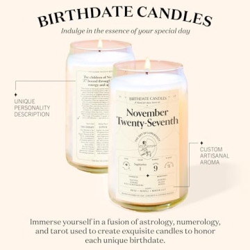 Birthdate Candles, November 27 - Sagittarius Zodiac Scented Candles Birthday Gift - Rose, Neroli & W...