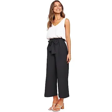 Stylish FANCYINN Women's Crop Pants Set with Tank Top