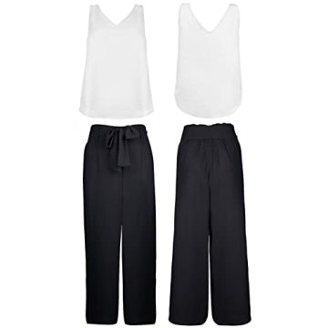 Stylish FANCYINN Women's Crop Pants Set with Tank Top