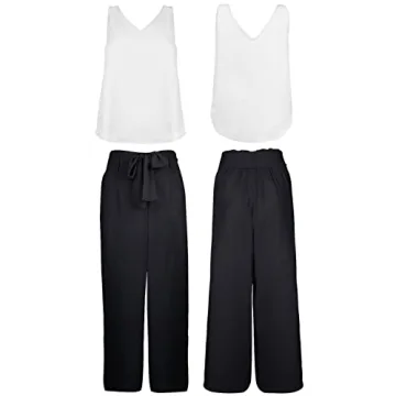 Stylish FANCYINN Women's Crop Pants Set with Tank Top