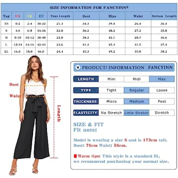 Stylish FANCYINN Women's Crop Pants Set with Tank Top