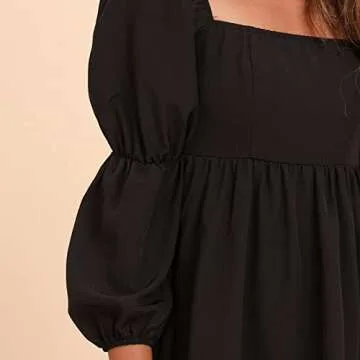 Casual Long Puff Sleeve Dress for Women - Exlura 2024