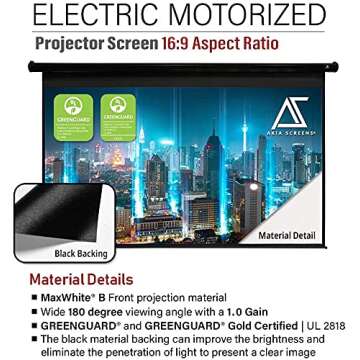 Akia Screens 110 Inch Motorized Electric Remote Controlled Drop Down Projector Screen 16:9 8K 4K HD ...