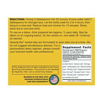 SpeedyVite Kidney Bladder LifeBoost Tea Herbal Supplement - USDA Organic Cleanses & supports urinary...